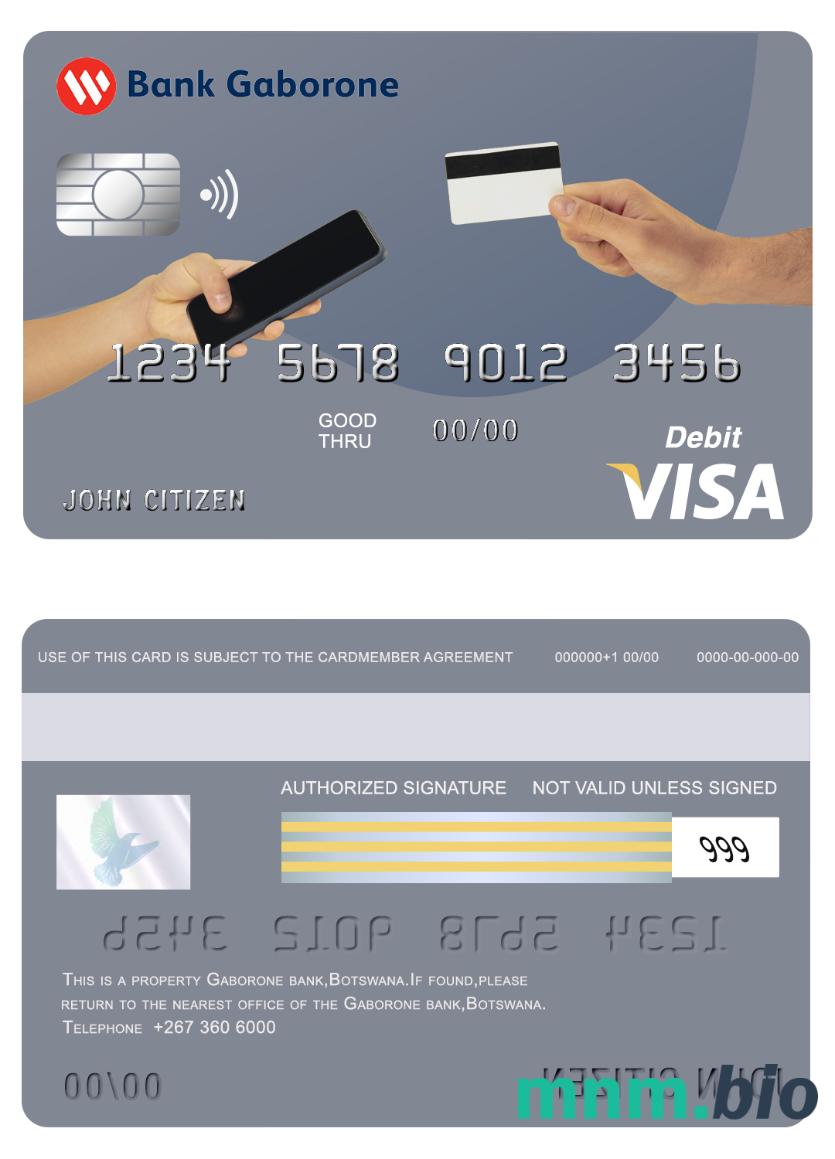 Botswana Bank Gaboroneprzykład karty visa w formacie PSD